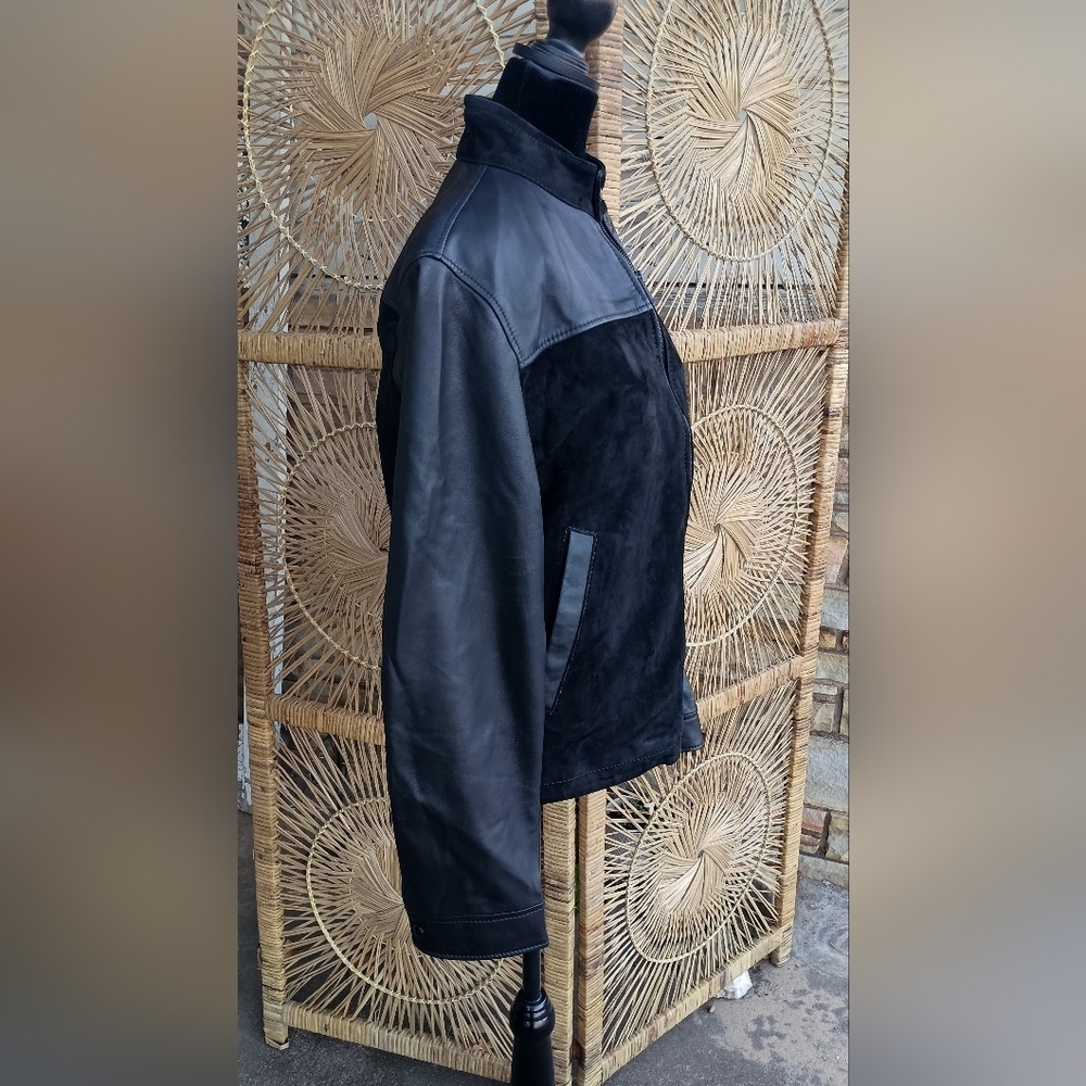 Murano Premium Leather Black Lambskin Leather and Suede Jacket_S - Picture 4 of 9